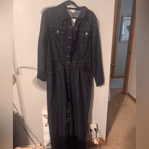 Aaron & Amber Dark Denim Long Sleeve Jumpsuit. Size L